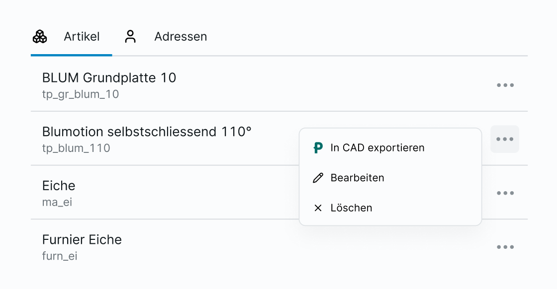 Borm Go article and address management interface